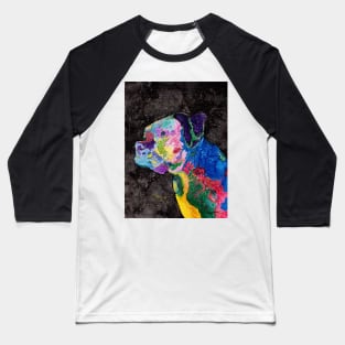 Colorful Rainbow Boxer Dog in Alcohol Ink Baseball T-Shirt